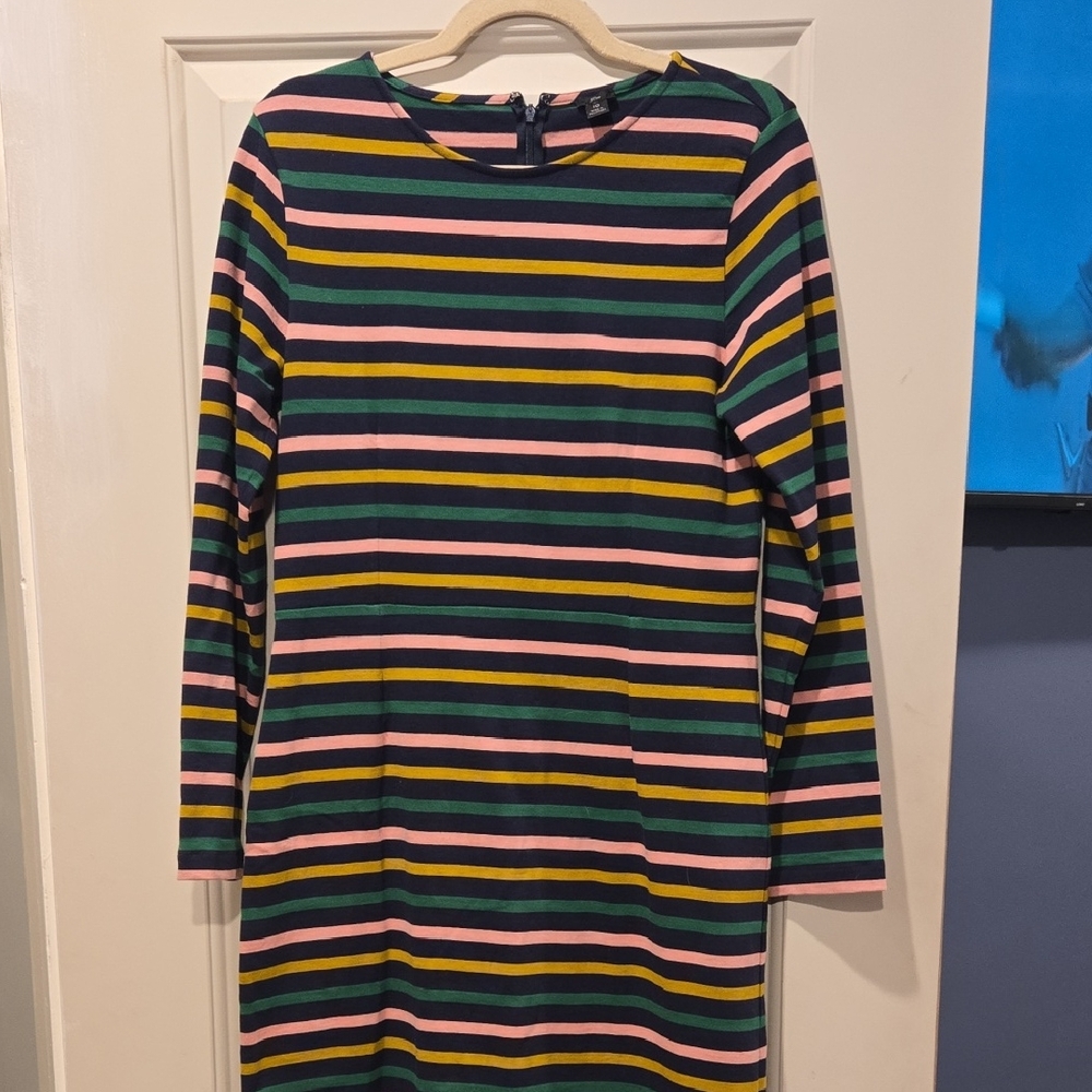 J. Crew Multicolor Striped Long Sleeve Dress